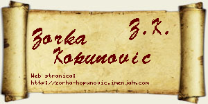 Zorka Kopunović vizit kartica